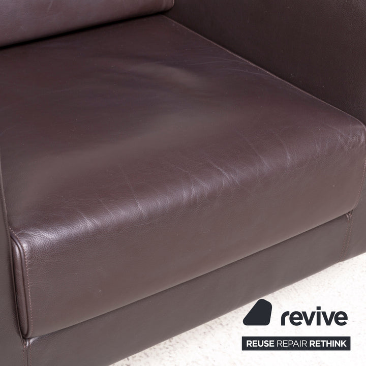 Vitra Park Swivel Armchair 2x Armchair Set Leather Brown Chocolate Jasper Morrison Polished Aluminum Solid Wood #4426