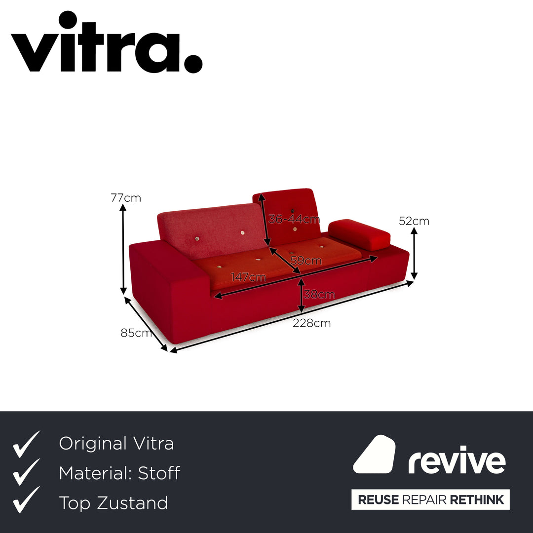 Vitra Polder Stoff Sofa Rot Orange Dreisitzer Couch