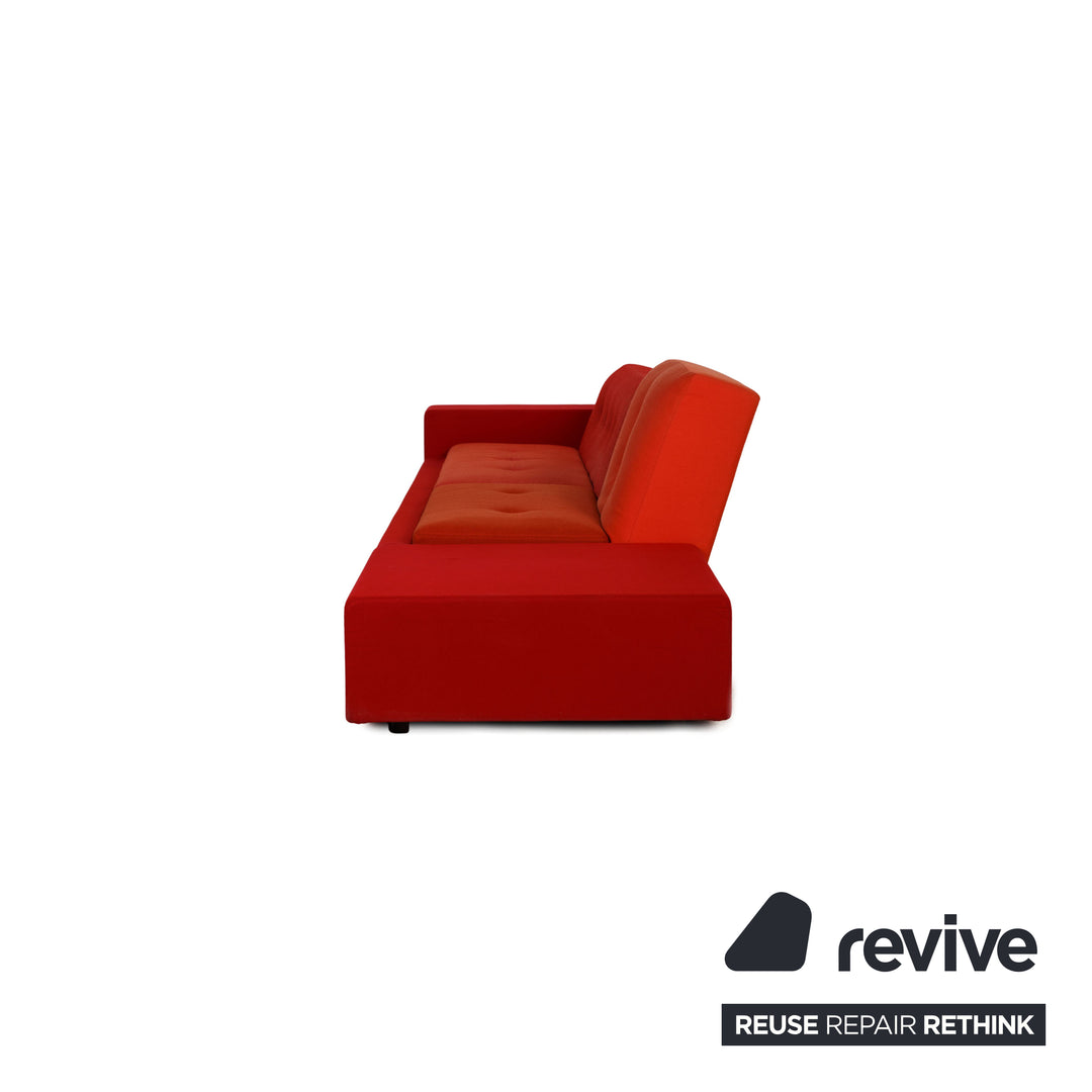 Vitra Polder Fabric Four Seater Red Orange Sofa Couch