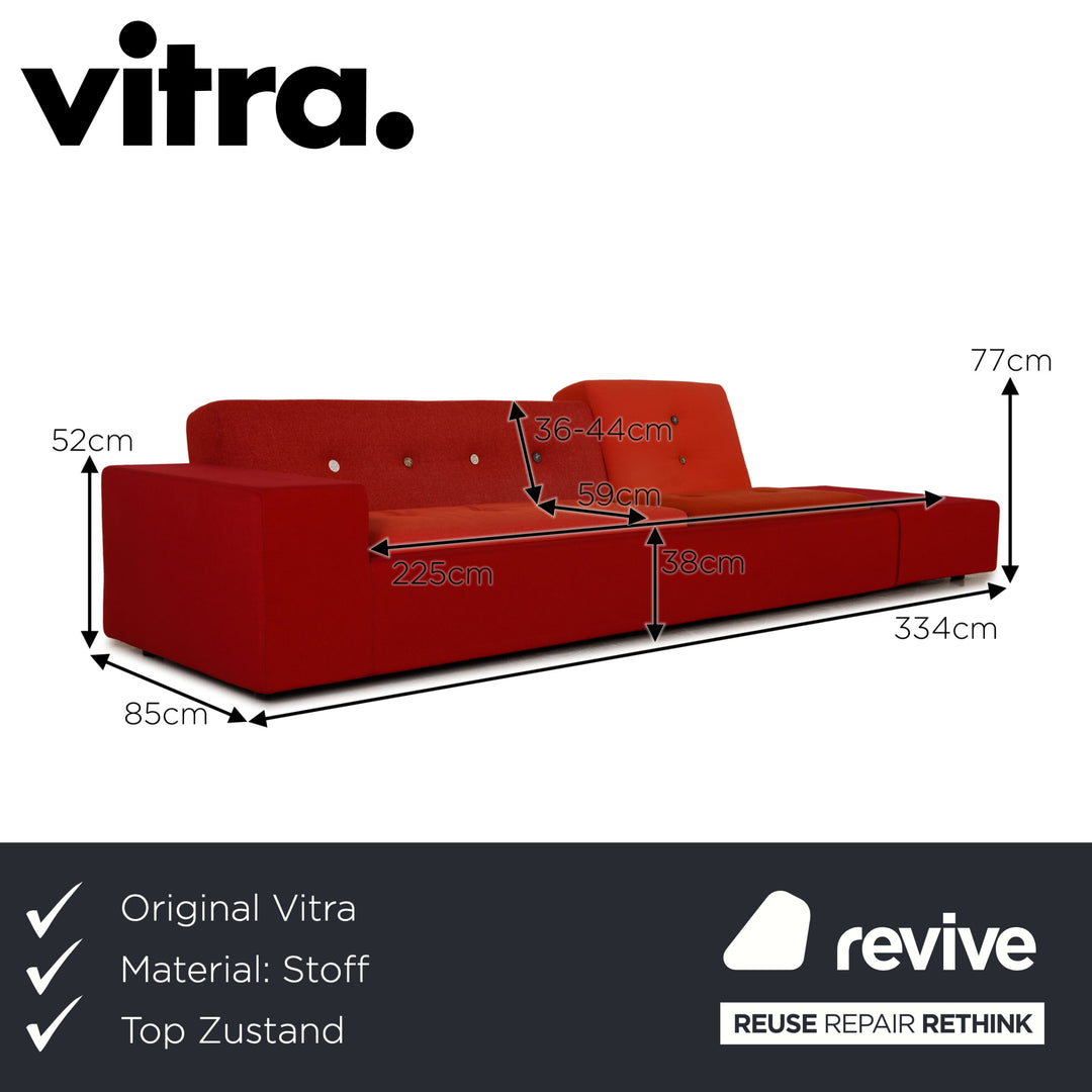 Vitra Polder Fabric Four Seater Red Orange Sofa Couch