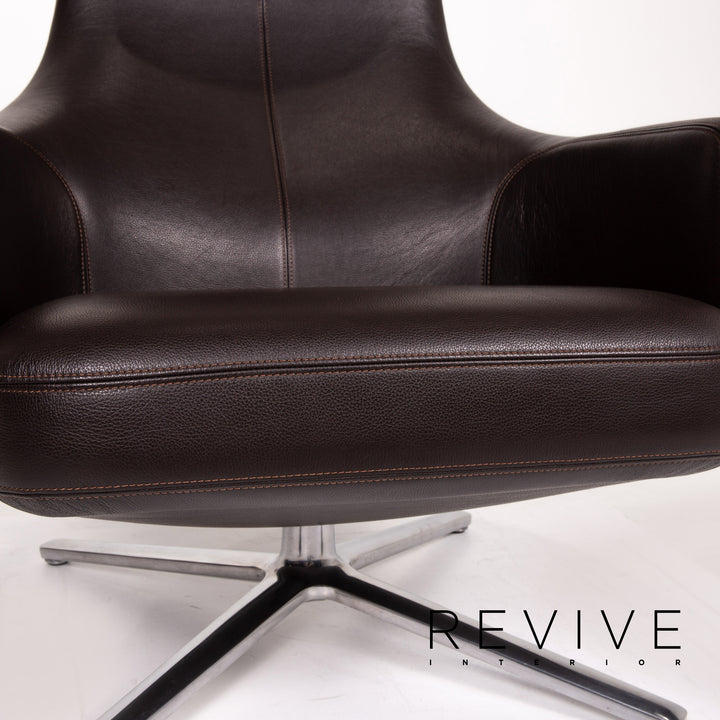 Vitra Repos leather armchair set brown dark brown 2x recliner relax function function #13898