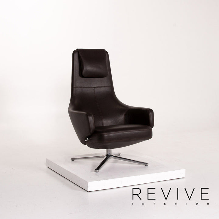 Vitra Repos leather armchair set brown dark brown 2x recliner relax function function #13898