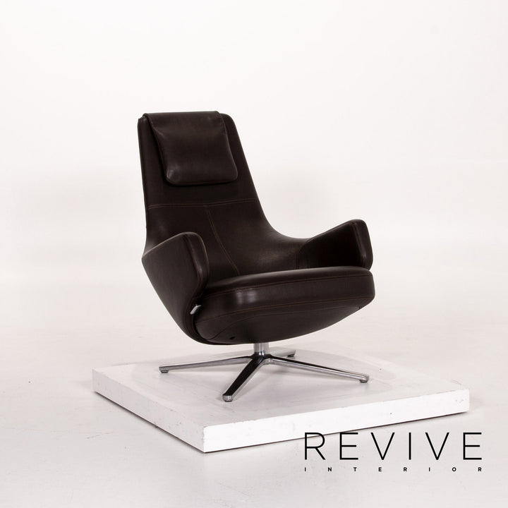 Vitra Repos leather armchair set brown dark brown 2x recliner relax function function #13898