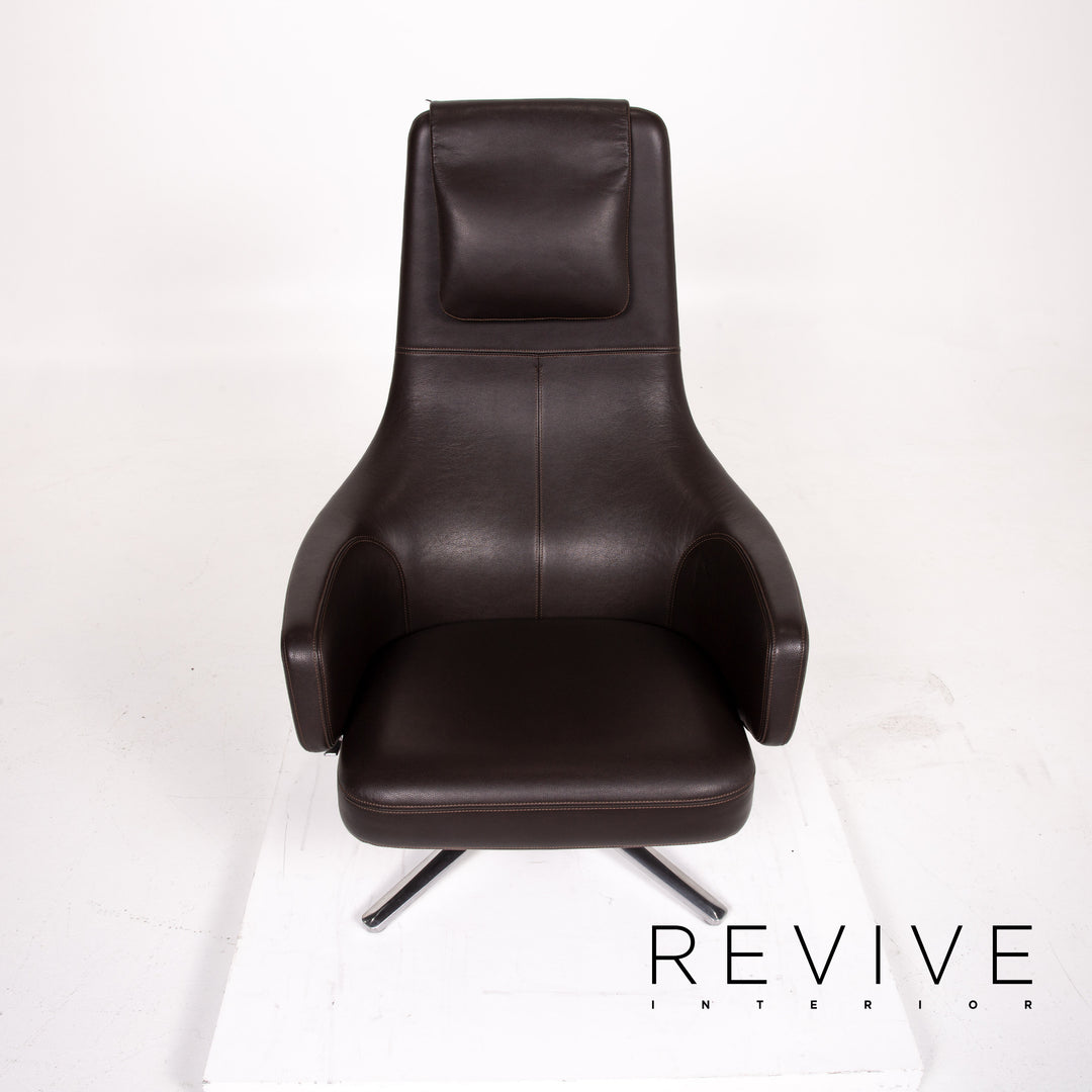 Vitra Repos leather armchair set brown dark brown 2x recliner relax function function #13898