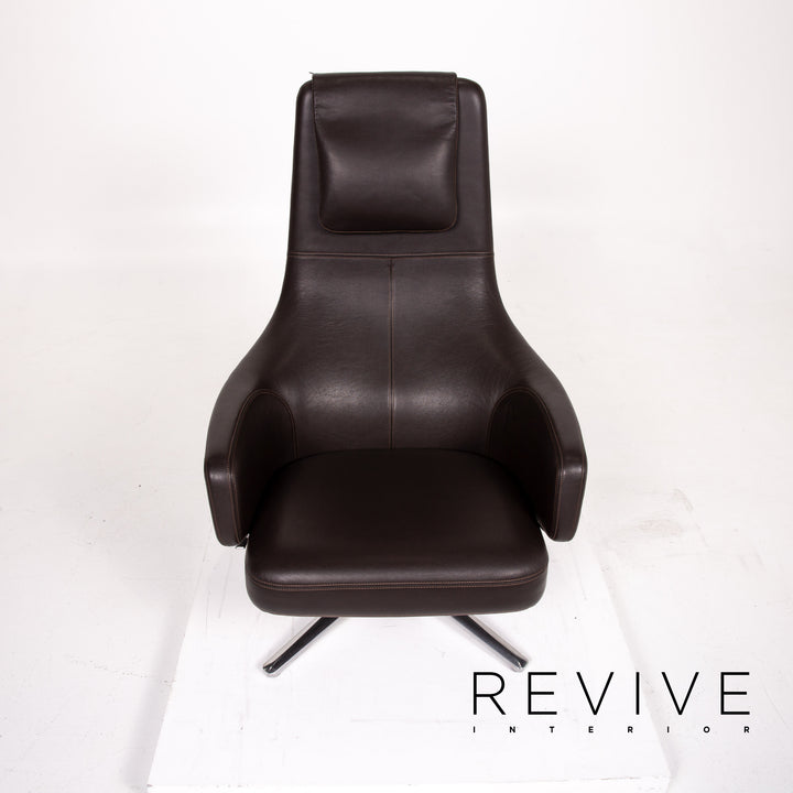 Vitra Repos leather armchair set brown dark brown 2x recliner relax function function #13898