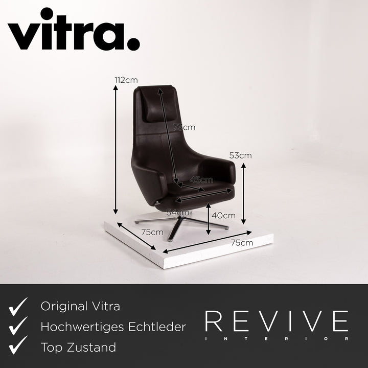 Vitra Repos leather armchair set brown dark brown 2x recliner relax function function #13898