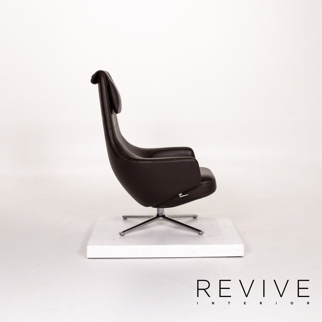 Vitra Repos leather armchair set brown dark brown 2x recliner relax function function #13898