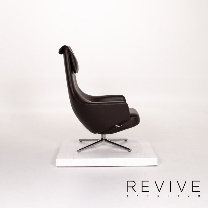 Vitra Repos leather armchair set brown dark brown 2x recliner relax function function #13898