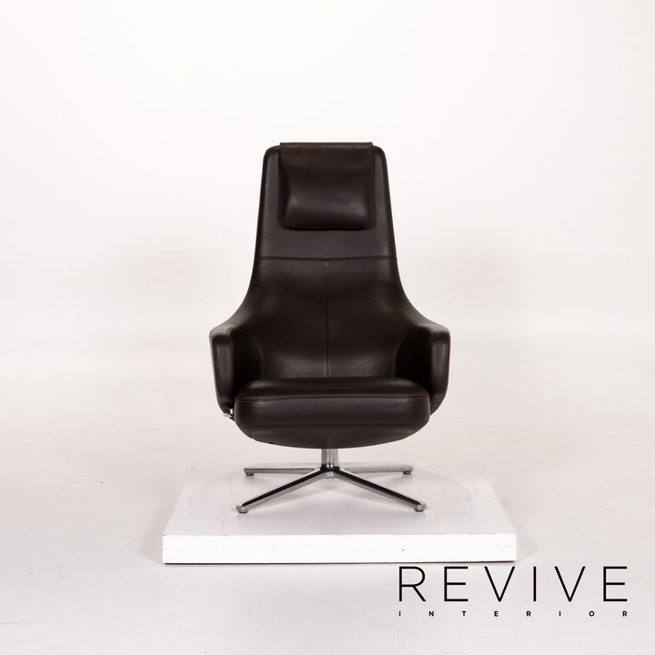 Vitra Repos leather armchair set brown dark brown 2x recliner relax function function #13898