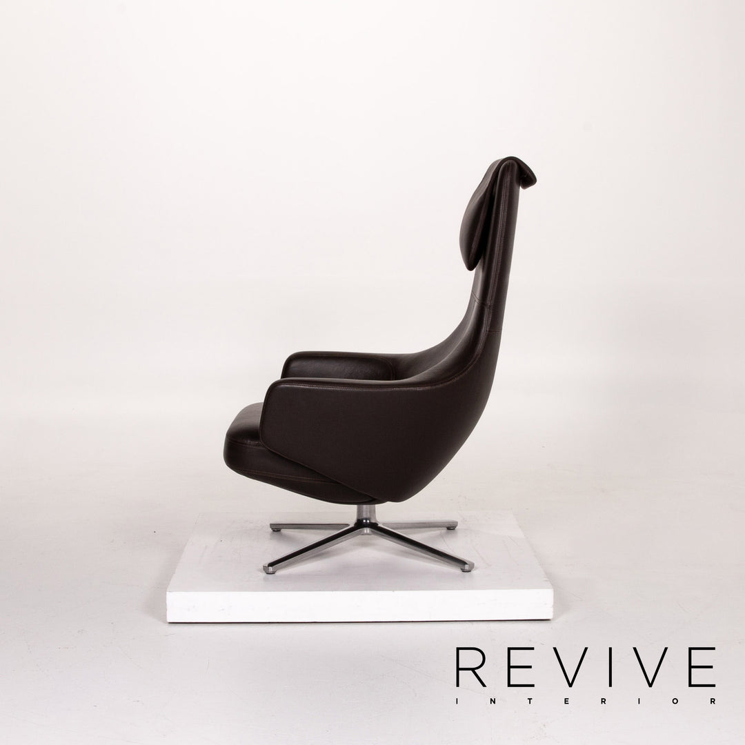 Vitra Repos leather armchair set brown dark brown 2x recliner relax function function #13898