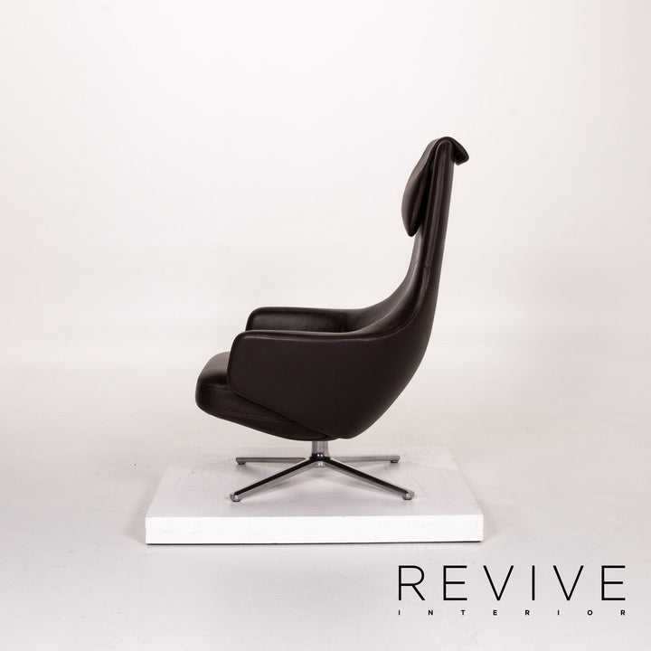Vitra Repos leather armchair set brown dark brown 2x recliner relax function function #13898