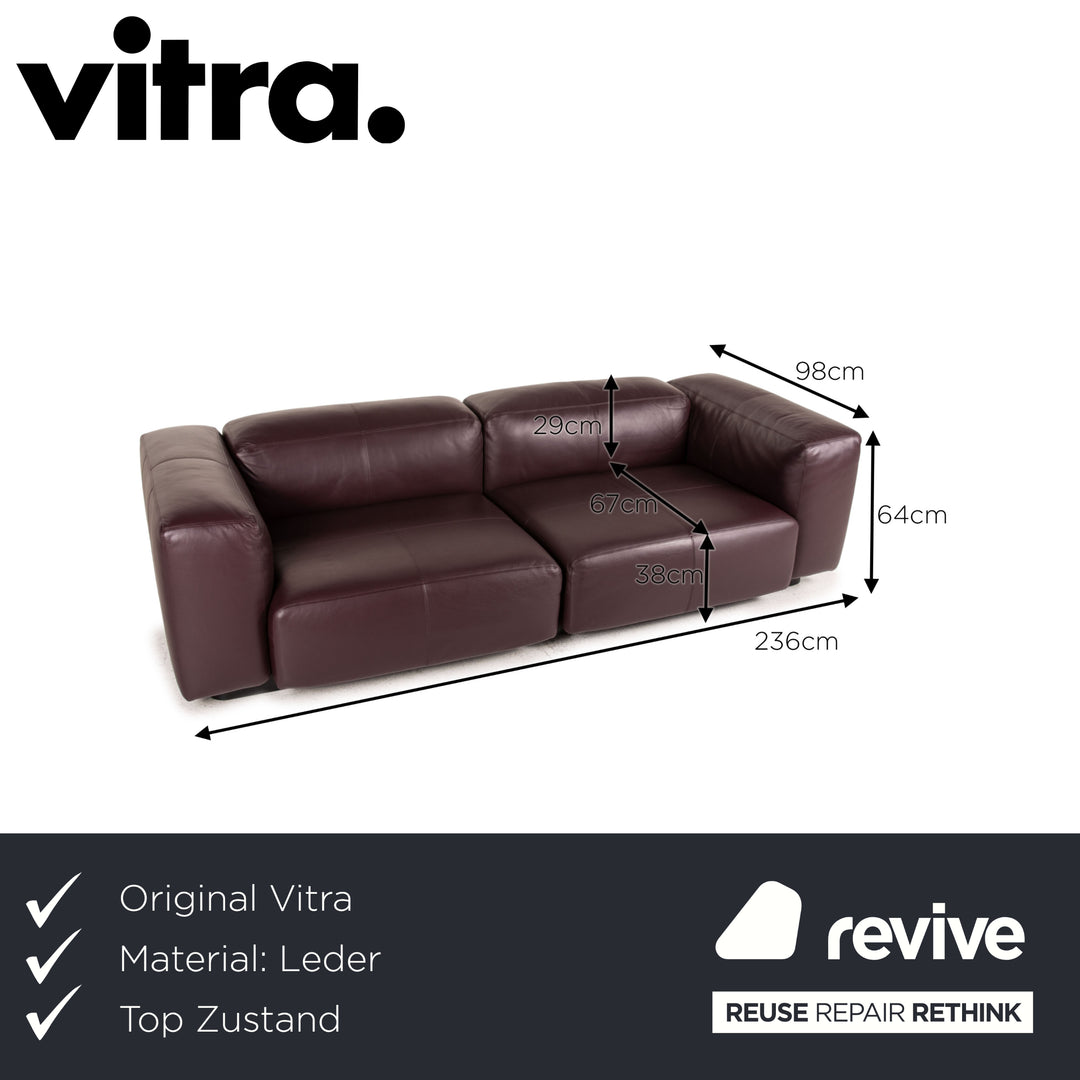 Vitra Soft Modular Leder Sofa Lila Zweisitzer Couch