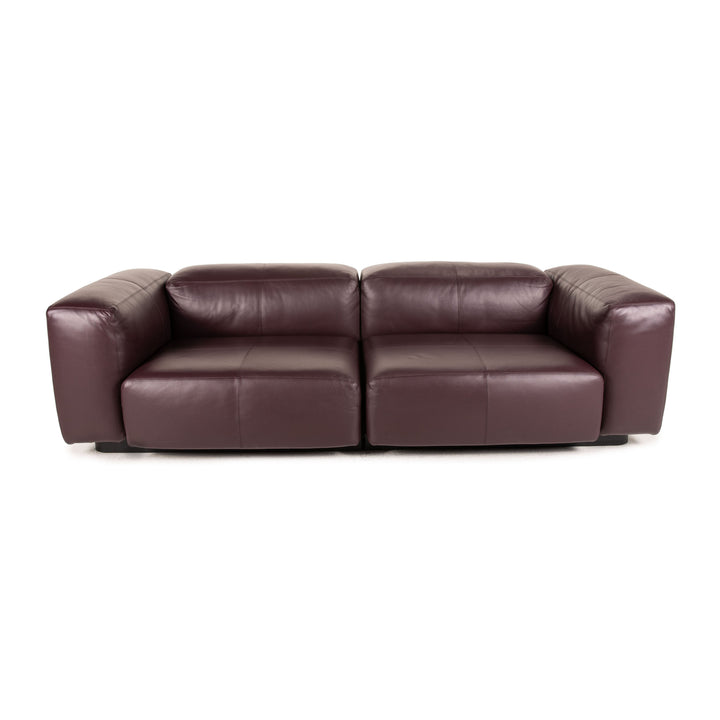 Vitra Soft Modular Leather Sofa Purple Two Seater Couch
