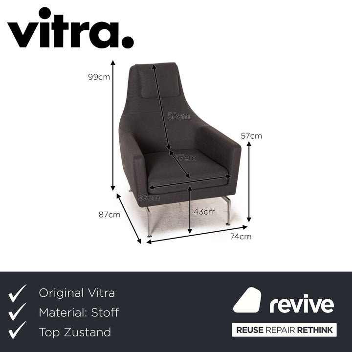 Vitra Suita Stoff Fauteuil Sessel inkl. Hocker Ottoman Grau