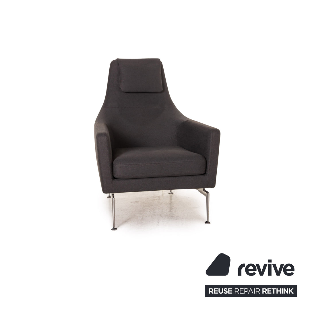 Vitra Suita Stoff Fauteuil Sessel inkl. Hocker Ottoman Grau