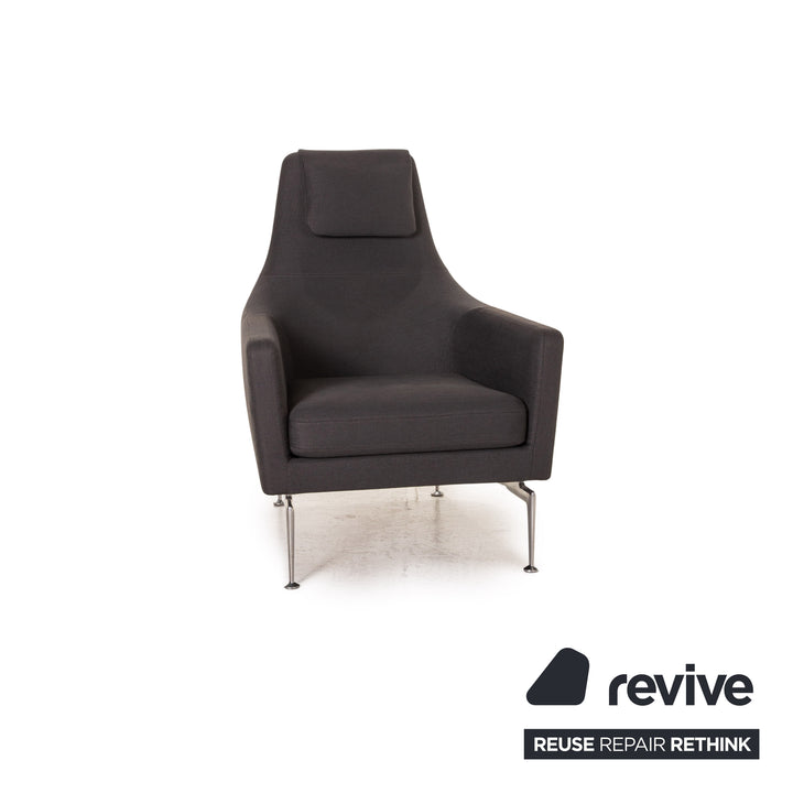Vitra Suita Stoff Fauteuil Sessel inkl. Hocker Ottoman Grau