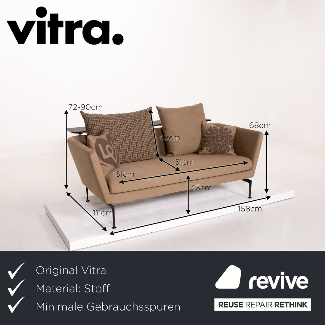 Vitra Suita Fabric Sofa Brown Light Brown Ocher Two Seater Antonio Citterio Couch #14343