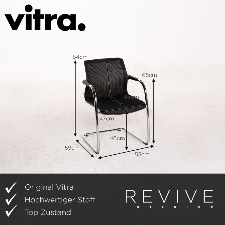 Vitra Unix Chair Stoff Stuhl Schwarz Freischwinger Esszimmerstuhl #13747
