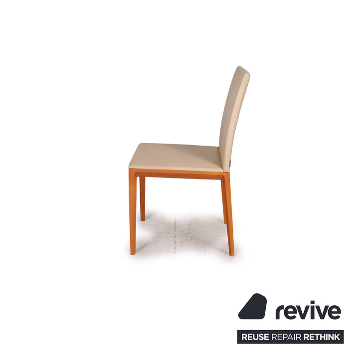 Walter Knoll Andoo Leder Holz Stuhl Beige Esszimmer Esstisch
