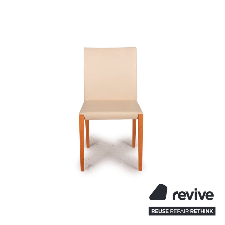 Walter Knoll Andoo Leder Holz Stuhl Beige Esszimmer Esstisch