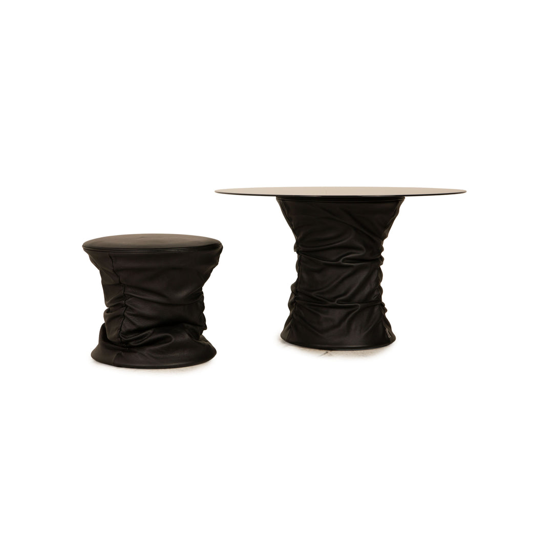 Walter Knoll Bellows Stool Leder Garnitur Schwarz Couchtisch Hocker Funktion