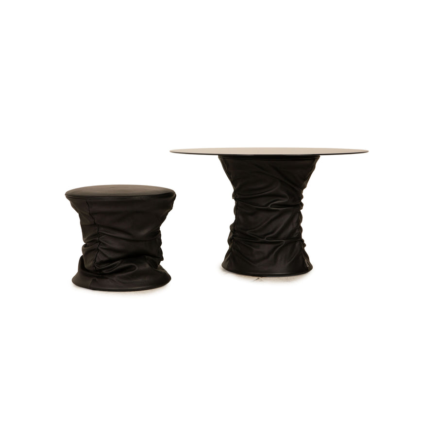 Walter Knoll Bellows Stool Leder Garnitur Schwarz Couchtisch Hocker Funktion