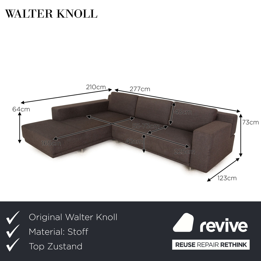 Walter Knoll Big Blue Tissu Gris Canapé D'angle Méridienne Gauche Fonction Électrique