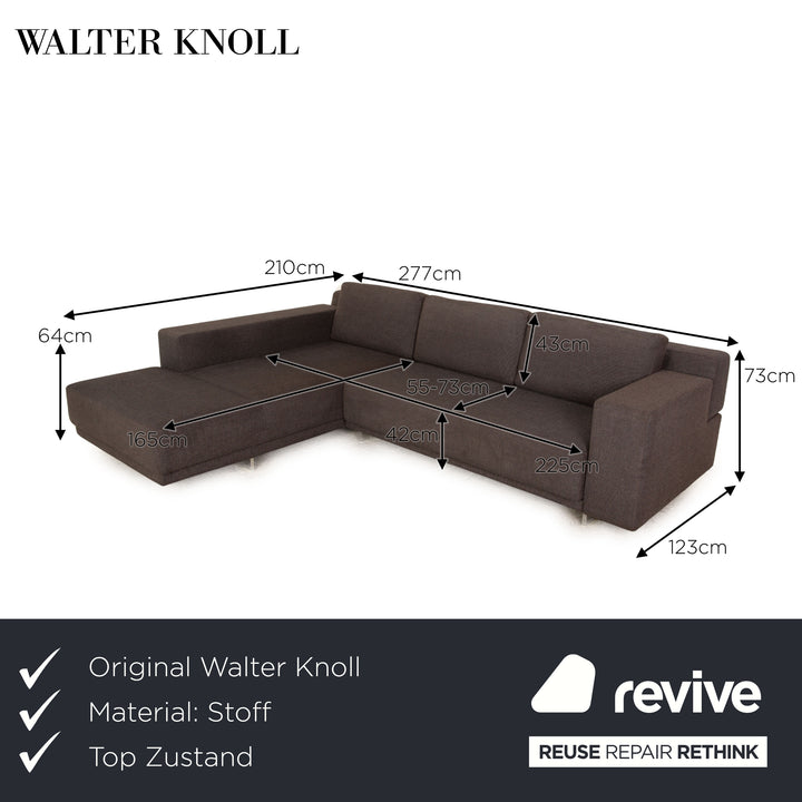 Walter Knoll Big Blue Tissu Gris Canapé D'angle Méridienne Gauche Fonction Électrique