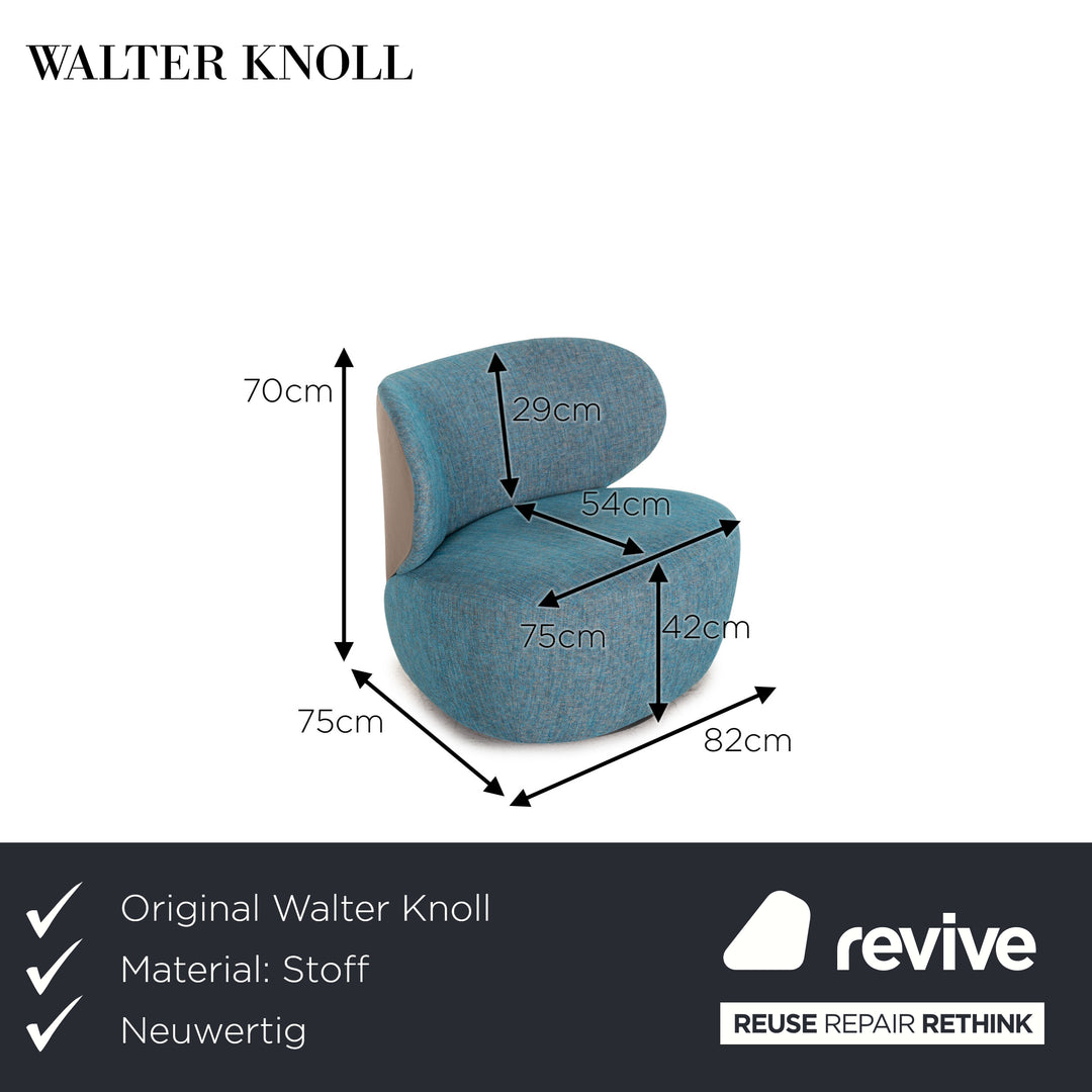 Walter Knoll Boa Fabric Armchair Blue
