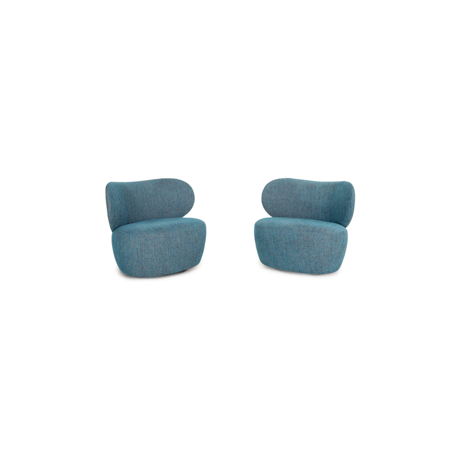 Walter Knoll Boa fabric armchair set blue