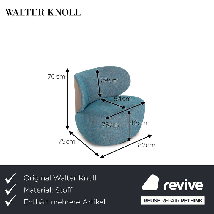Walter Knoll Boa fabric armchair set blue