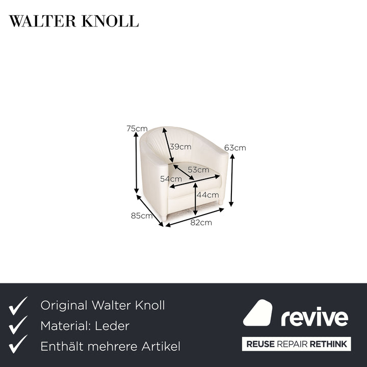 Walter Knoll Club Grande Leder Sofa Garnitur Weiß Dreisitzer Sessel