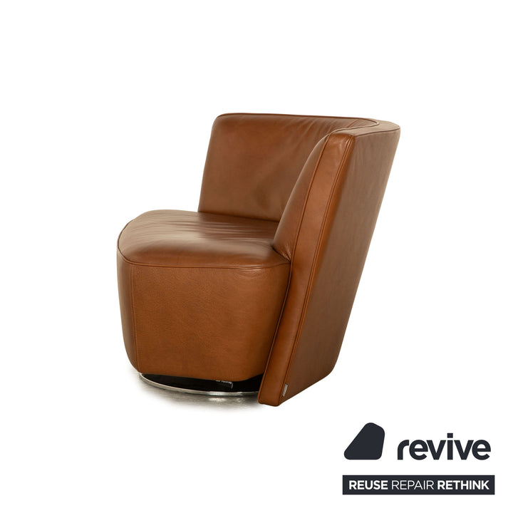 Walter Knoll Drift Leather Armchair Brown Swivel Function