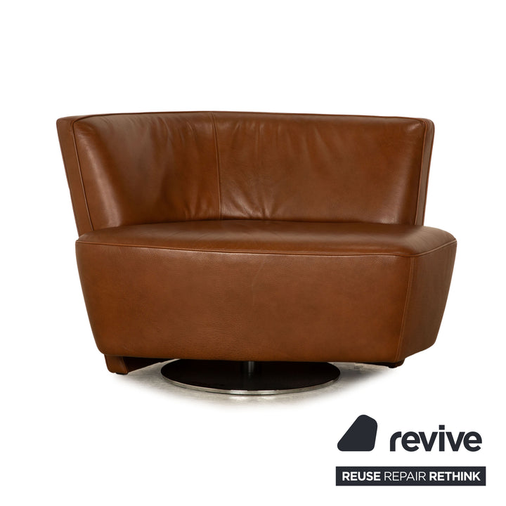 Walter Knoll Drift Leather Armchair Brown Swivel Function