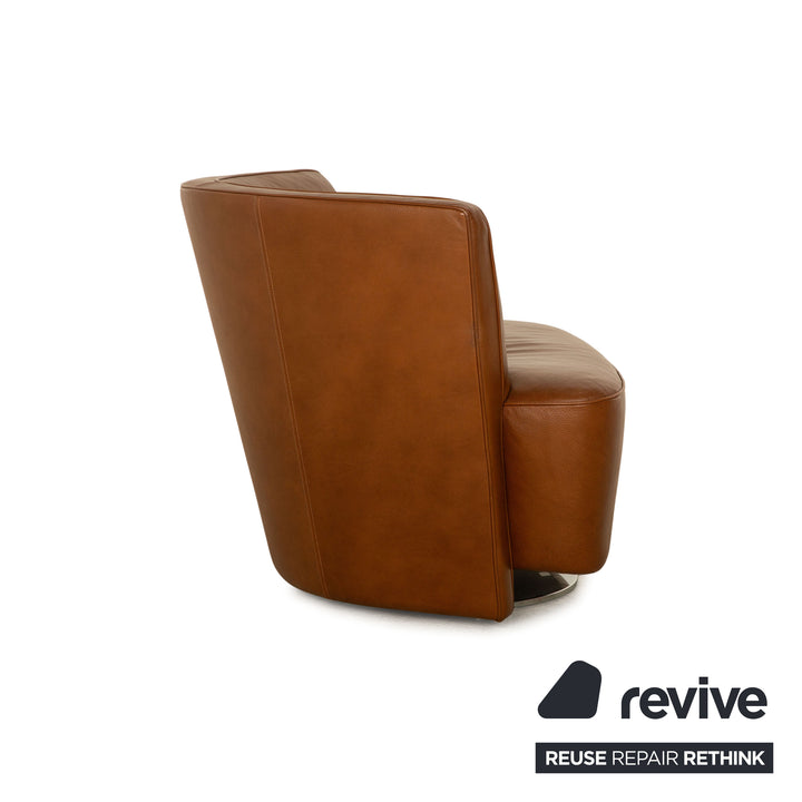 Walter Knoll Drift Leather Armchair Brown Swivel Function