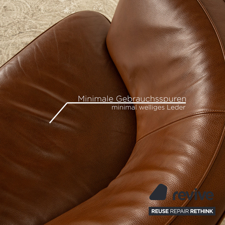 Walter Knoll Drift Leather Armchair Brown Swivel Function