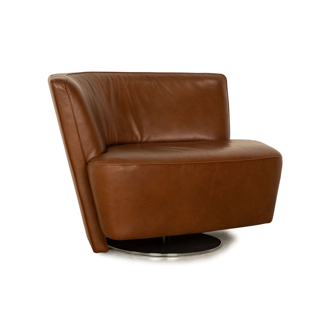 Walter Knoll Drift Leather Armchair Brown Swivel Function