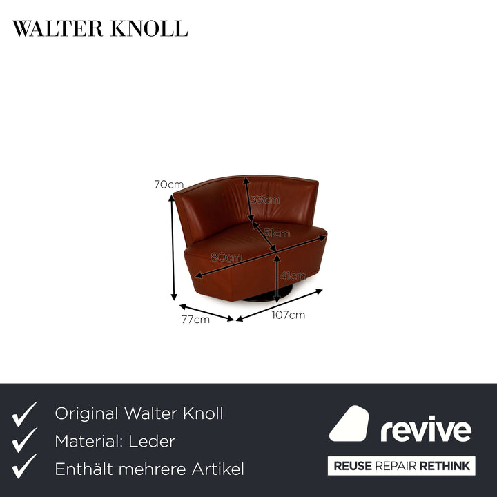 Walter Knoll Drift Leather Armchair Set Brown Sofa Couch