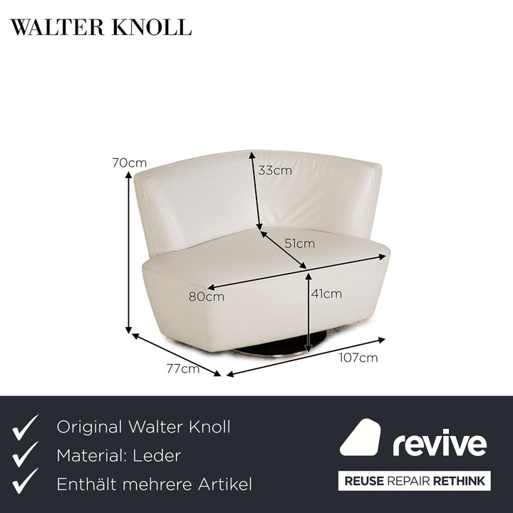 Walter Knoll Drift leather armchair set white