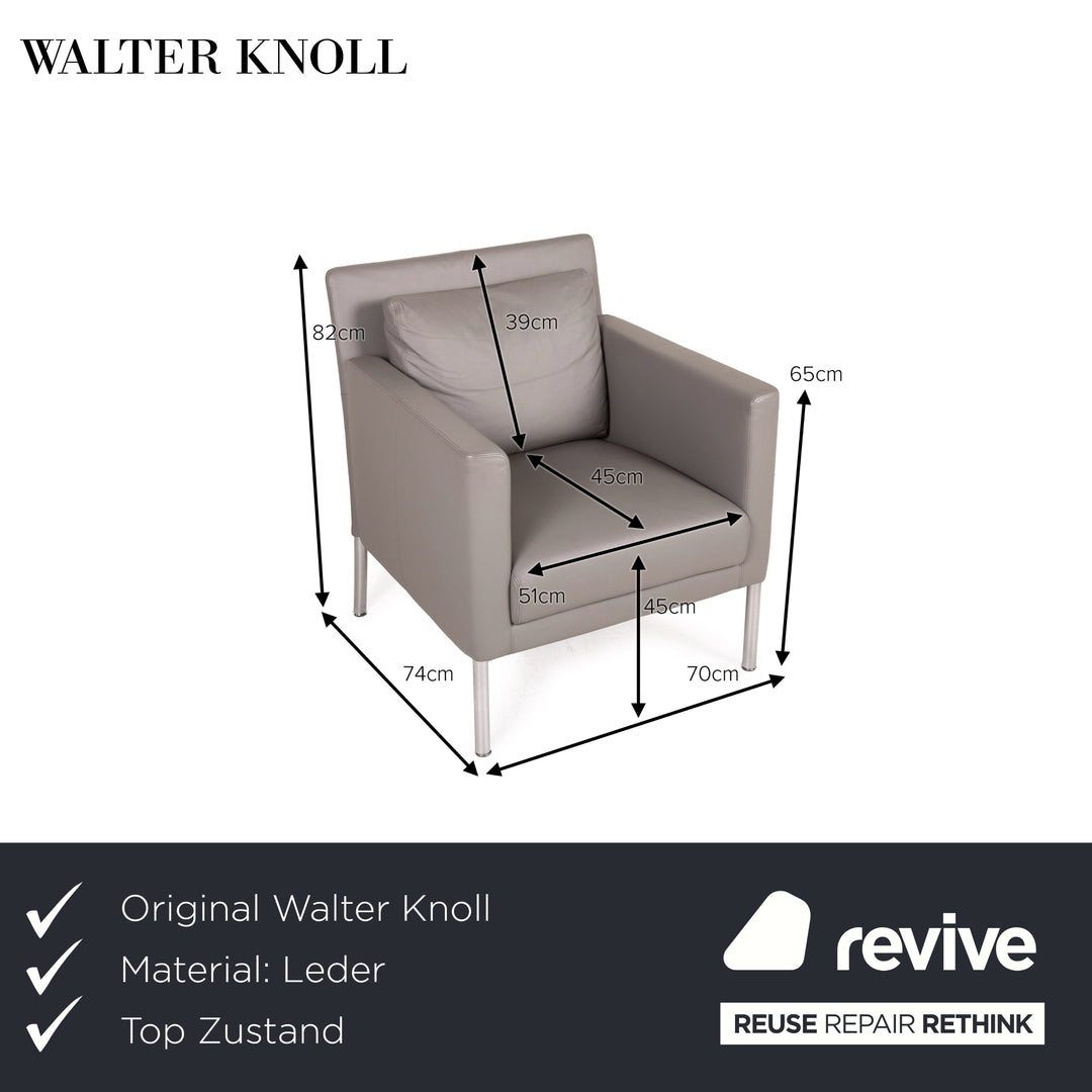 Walter Knoll Jason Leather Armchair Grey