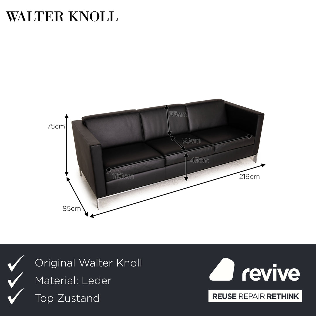 Walter Knoll Foster 500 schwarz Leder Dreisitzer
