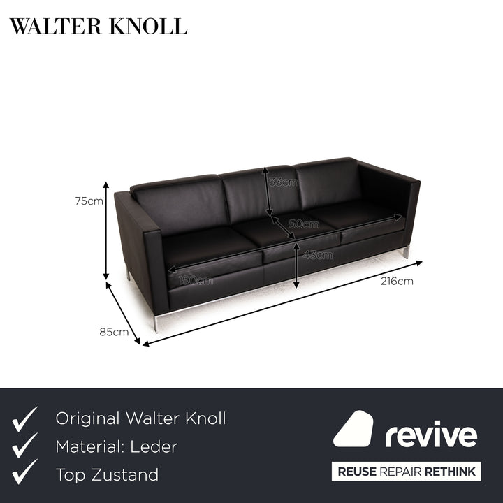 Walter Knoll Foster 500 schwarz Leder Dreisitzer