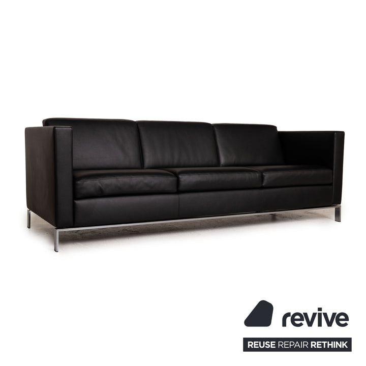 Walter Knoll Foster 500 schwarz Leder Dreisitzer