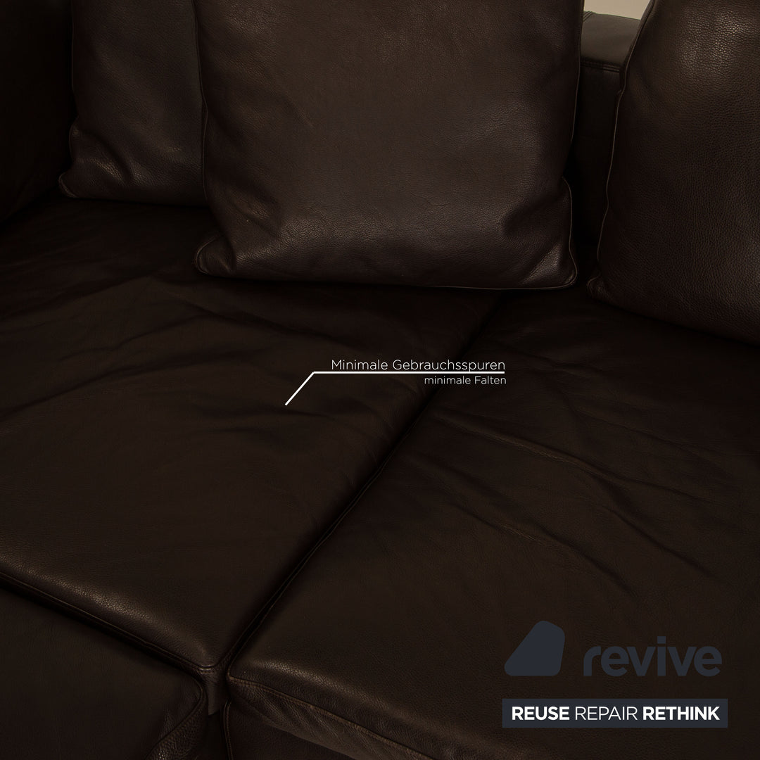 Walter Knoll Foster leather corner sofa brown dark brown sofa couch recamier right