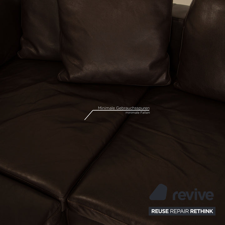 Walter Knoll Foster leather corner sofa brown dark brown sofa couch recamier right