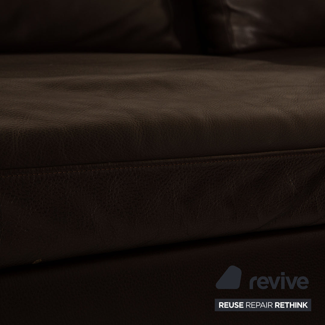 Walter Knoll Foster leather corner sofa brown dark brown sofa couch recamier right