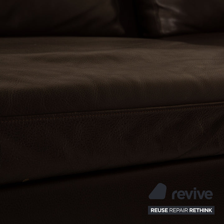 Walter Knoll Foster leather corner sofa brown dark brown sofa couch recamier right