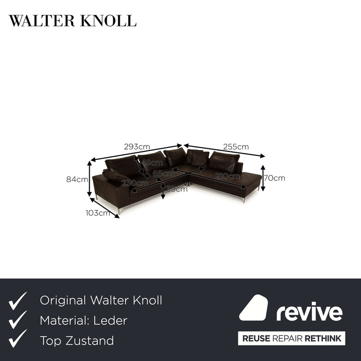 Walter Knoll Foster leather corner sofa brown dark brown sofa couch recamier right