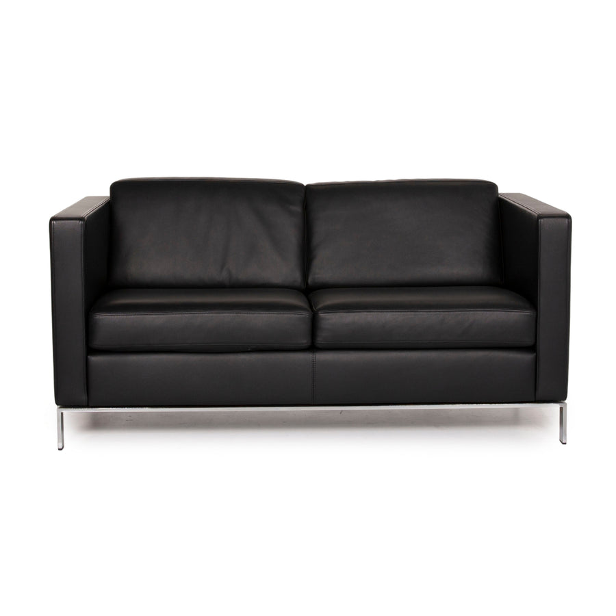 Walter Knoll Foster Leather Sofa Black Two Seater Couch