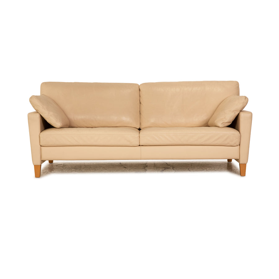 Walter Knoll Henry Leder Dreisitzer Creme Sofa Couch